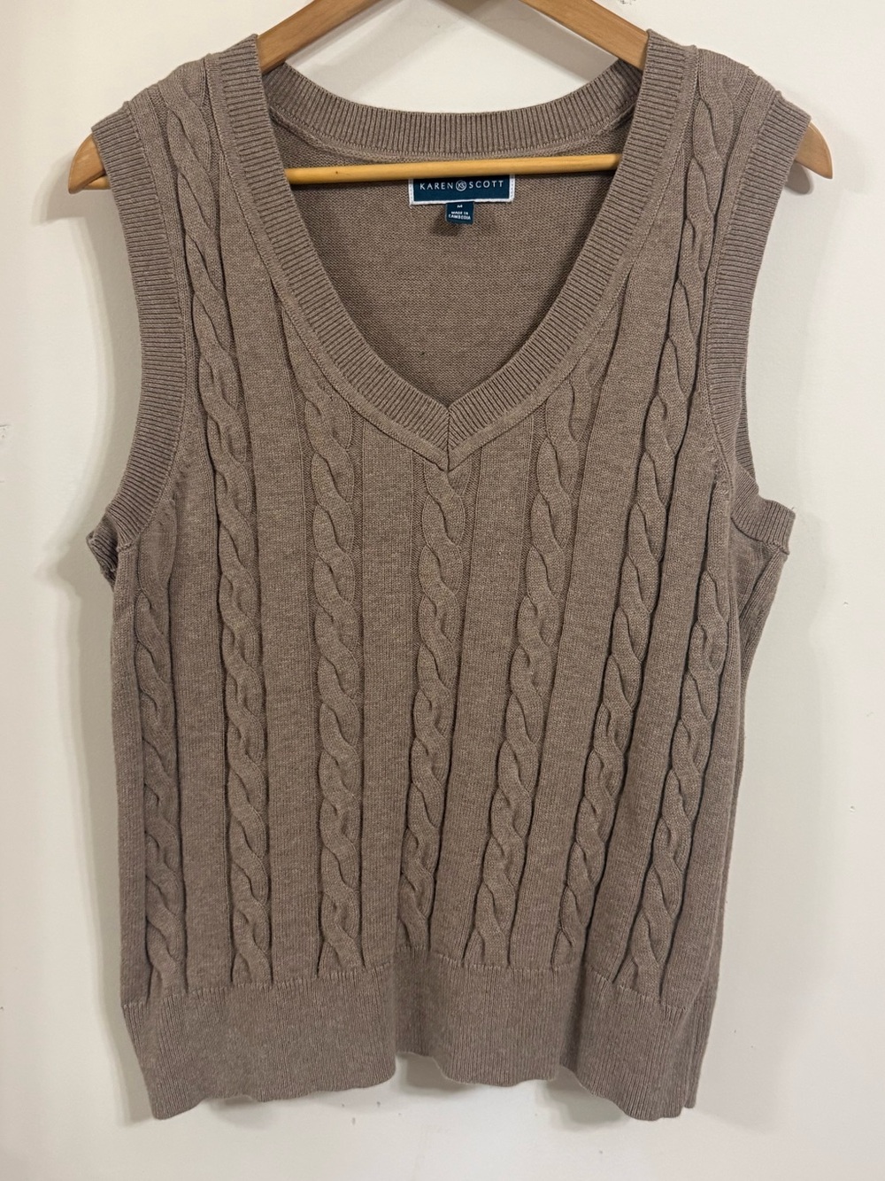 Karen Scott Taupe V-Neck Sweater Vest